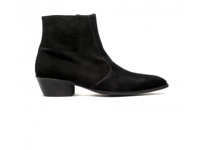 Black suede leather zipped boot
