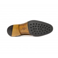 Mocassin à pampilles en cuir naturel patiné