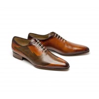 koï tattoed calf one cut oxford with a camel patina