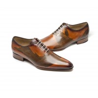 koï tattoed calf one cut oxford with a camel patina