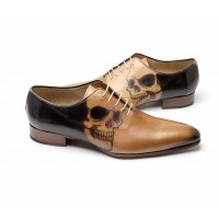 Richelieux one-cut tattoo skull cuir camel