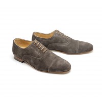 Grey suede straight cap toe oxford