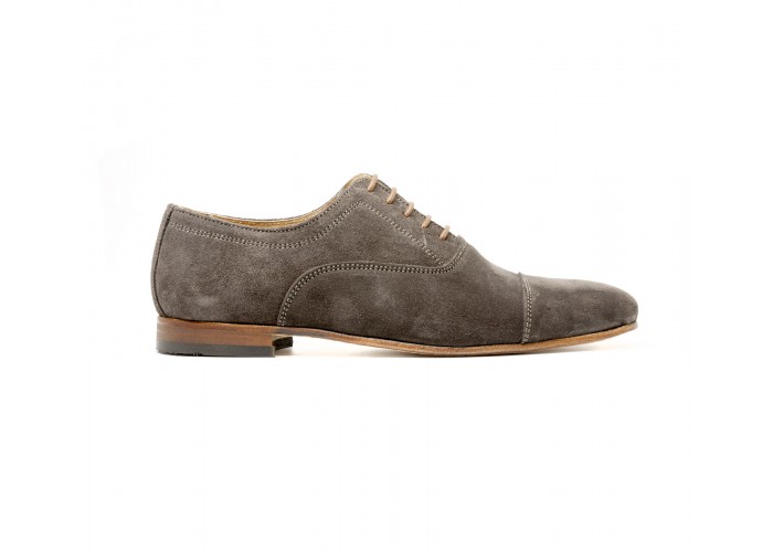 Grey suede straight cap toe oxford