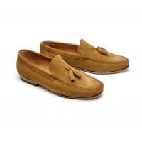 camel suede loafer with tassels