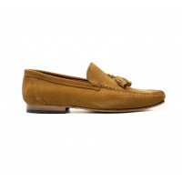 camel suede loafer with tassels