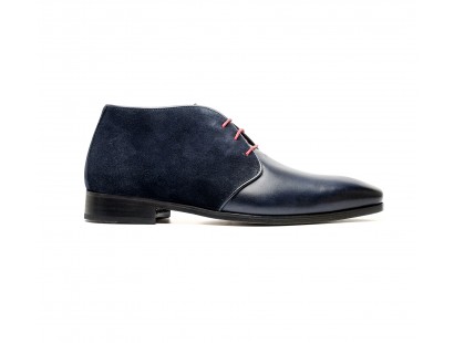 Blue calf and suede chukka