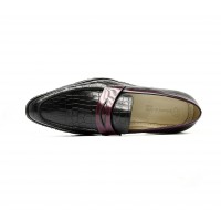 Mocassin facon croco vernis mat