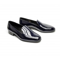 Navy blue patented calf loafers