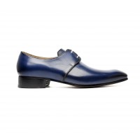 Derby in blue patinated calf leather
