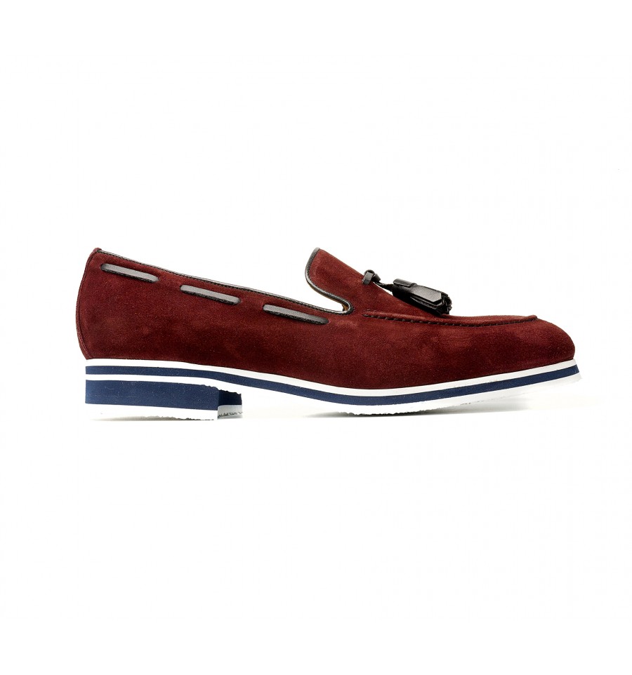 burgundy suede loafers