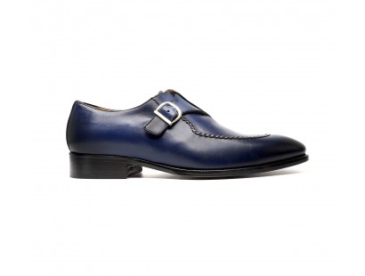 Blue calf buckle oxfords