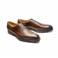 brown one cut oxfords with commando rubber soles