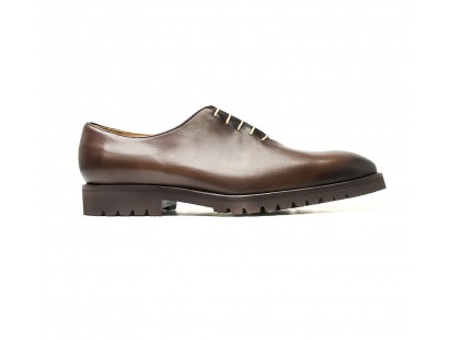 brown one cut oxfords with commando rubber soles