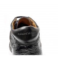 sneakers mid-high en cuir façon "croco" noir