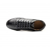 black "croco" leather mid-high sneakers
