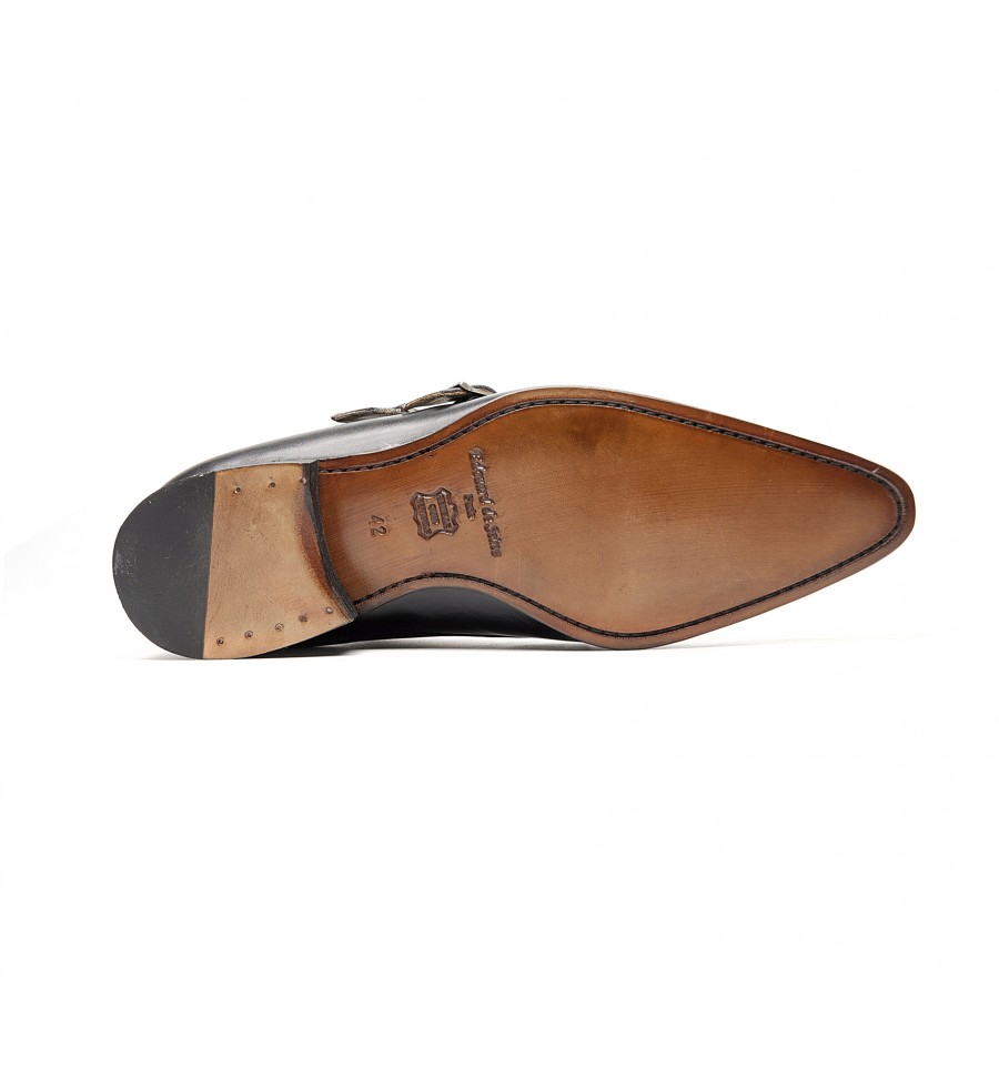 chaussure double boucle marron