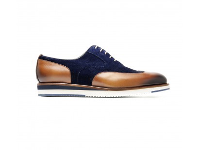 bi-material brogue with white sole