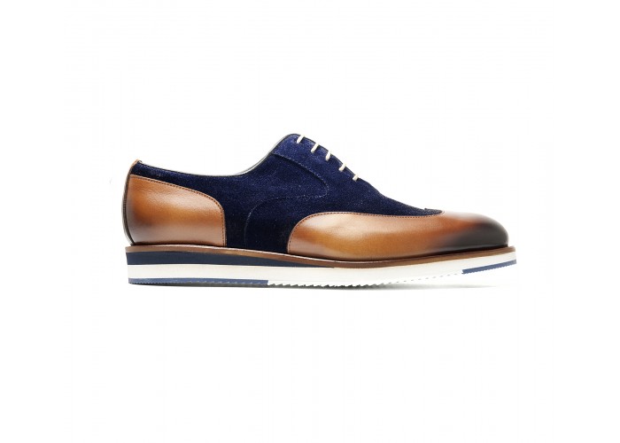 bi-material brogue with white sole