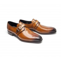 Cognac calf monk