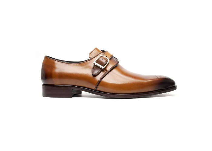 Cognac calf monk