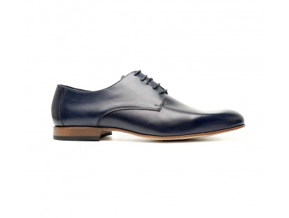 smooth blue leather derbies