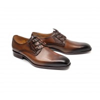 Derby ghillie en veau marron patiné