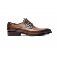 Derby ghillie en veau marron patiné
