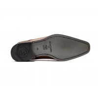 Derby ghillie en veau marron patiné