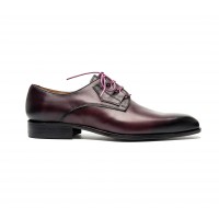 Derby ghillie en veau bordeaux patiné