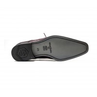 Derby ghillie en veau bordeaux patiné