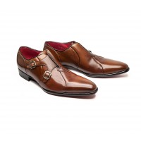 double monk oxfor in brown calf leather