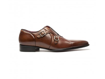 double monk oxfor in brown calf leather