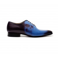 Skull tattoo blue leather oxford