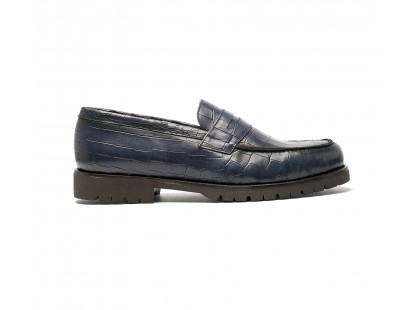 embossed calf leather penny loafer - commando soles