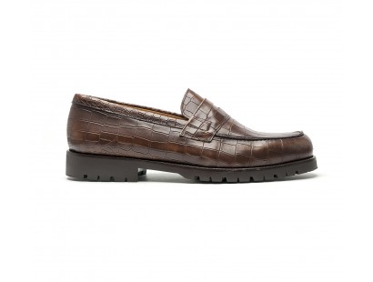 embossed calf leather penny loafer - commando soles