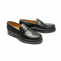 embossed calf leather penny loafer - commando soles