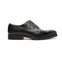 Plain oxfords in black embossed calf leather