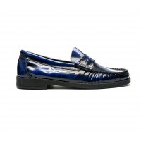 Blue patent leather loafers