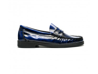 Blue patent leather loafers