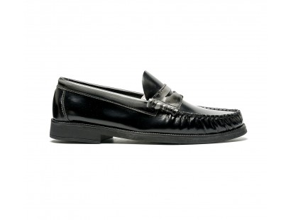 Black patent leather loafers