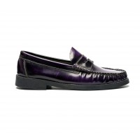 Blue patent leather loafers