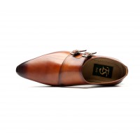 double monk in medium brown calf