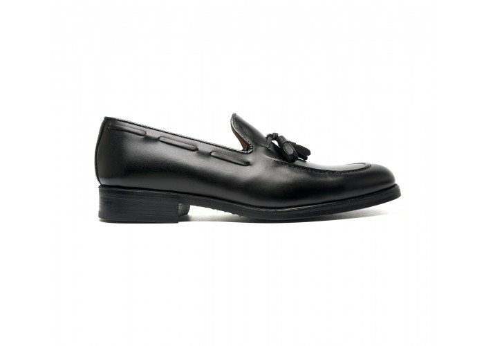 black calf tassel loafers