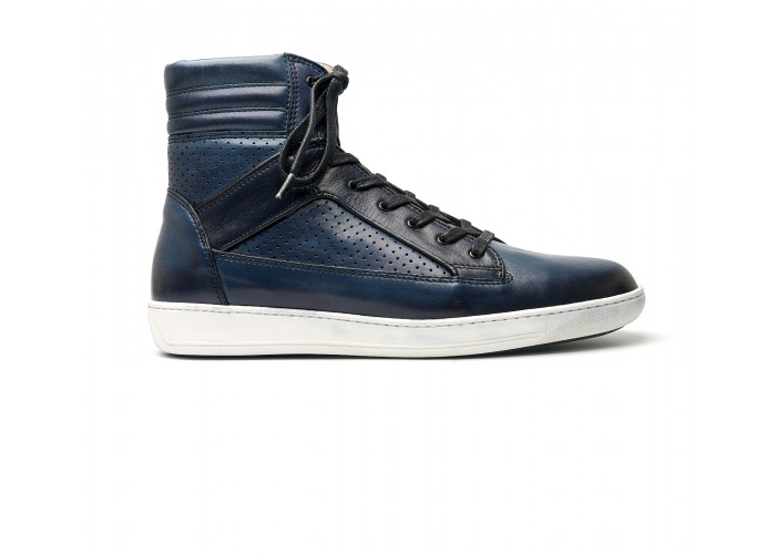 sneakers high in blue calf leather