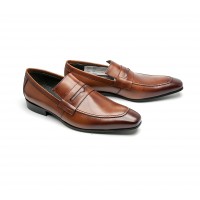 Brown leather loafer