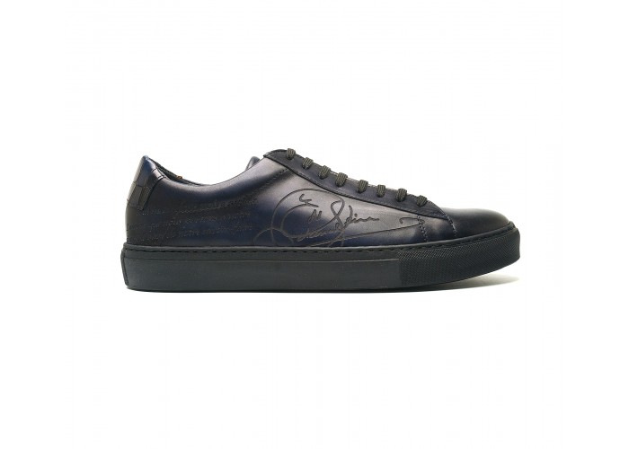 patinated calf one cut sneakers