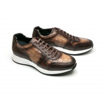 embossed and patinaed calf leather sneakers