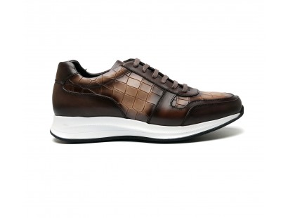 embossed and patinaed calf leather sneakers