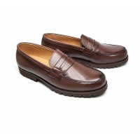 mocassin en veau marron semelle commando