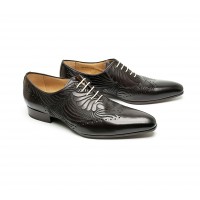 DARK BROWN CALF LASER OXFORD